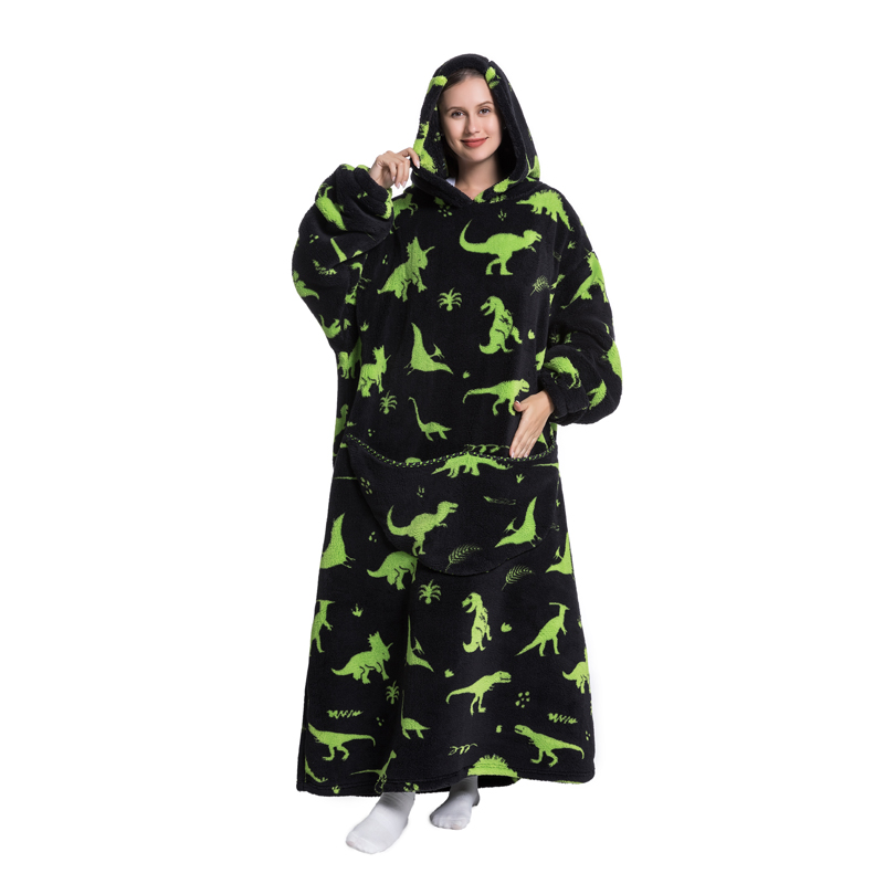 Super Long Flannel Blanket with Sleeves Winter Hoodies Sweatshirt Women Men Pullover Fleece Giant TV Blanket Oversized Warm alx