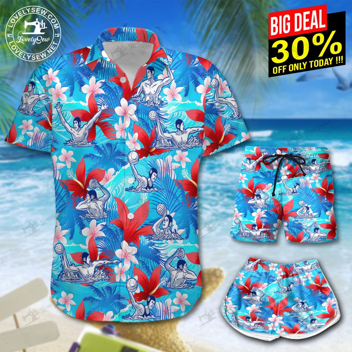 Water Polo Hawaiian Shirt Shorts Ha63245