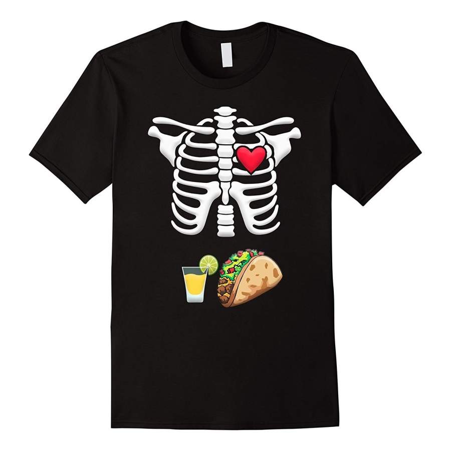 Tacos and Tequila Pregnant Skeleton Halloween shirt Mens T Shirt