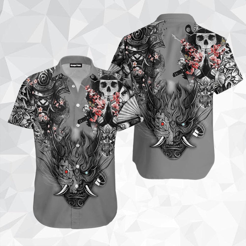 Samurai Oni Mask Tattoo Hawaii Shirt For Men Women Ha10333