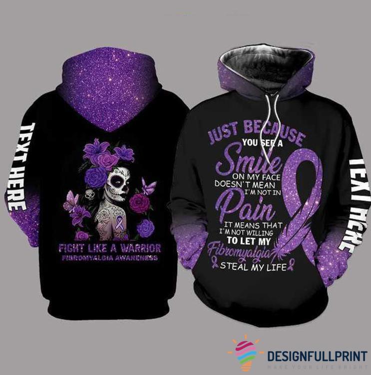 Skull Gift Fibromyalgia Awareness Skull Girl Personalized Us Unisex Size Hoodie Ln