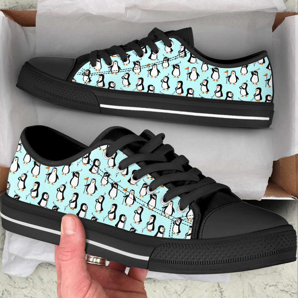 Golf Penguin Pattern Low Top Shoes Canvas Print Lowtop Trendy Fashion Casual Shoes Gift For Adults