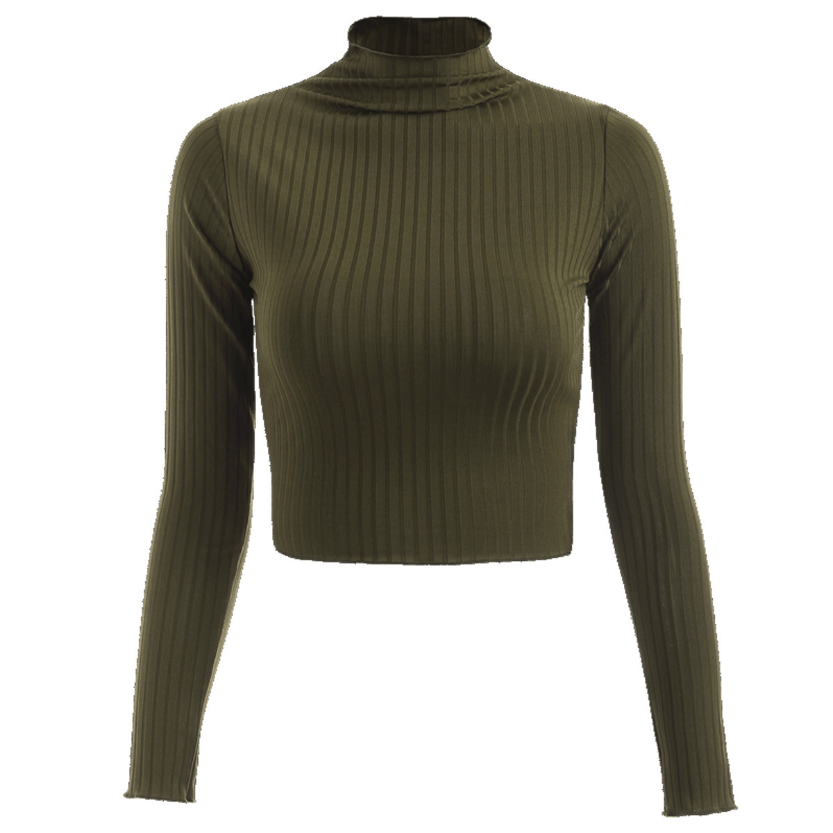 Turtleneck Sweaters Sexy Navel Bare Cropped Tops Women Autumn Winter Ribbed Jummers Lady Knitted Pullovers Short Solid Sweaters alx