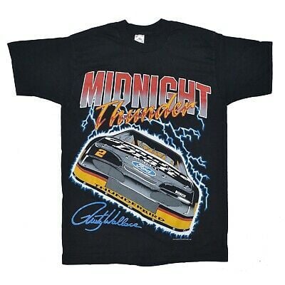 Vintage Rusty Wallace Racing Tee   Black Single Stitch T Shirt Nascar 5009