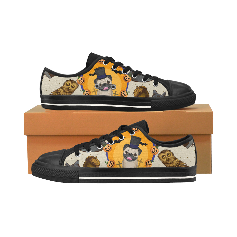 Pug Halloween Black Men’s Classic Canvas Shoes/Large Size