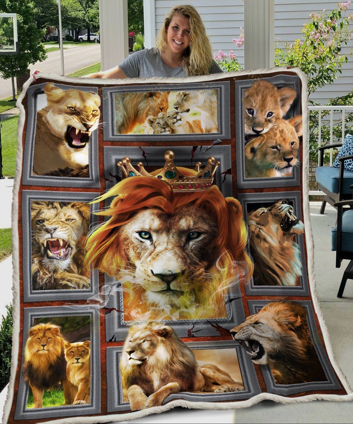 3D Lion CLX1401081S Sherpa Fleece Blanket