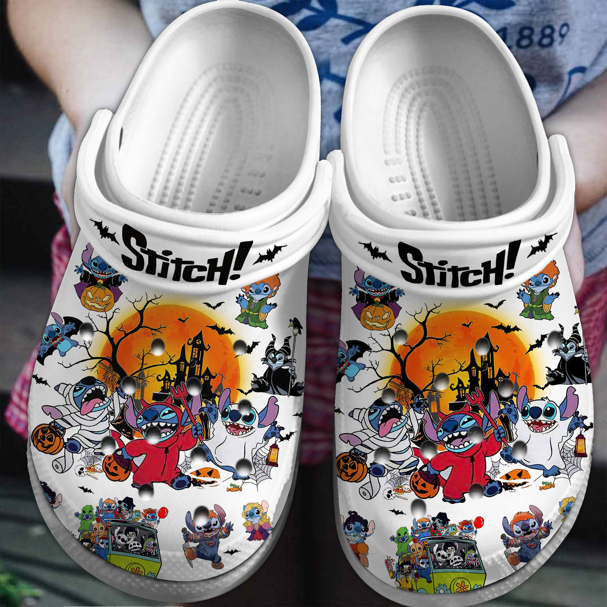 Stitch Cartoon Crocs Crocband Clogs Shoes Comfortable For Men Women and Kids