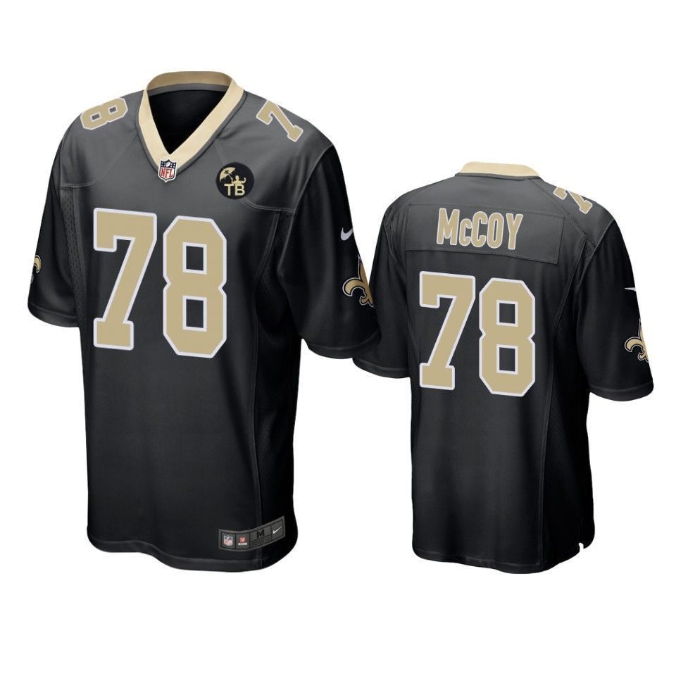 New Orleans Saints Erik Mccoy Game Black Tom Benson Memorial Patch Mens Jersey