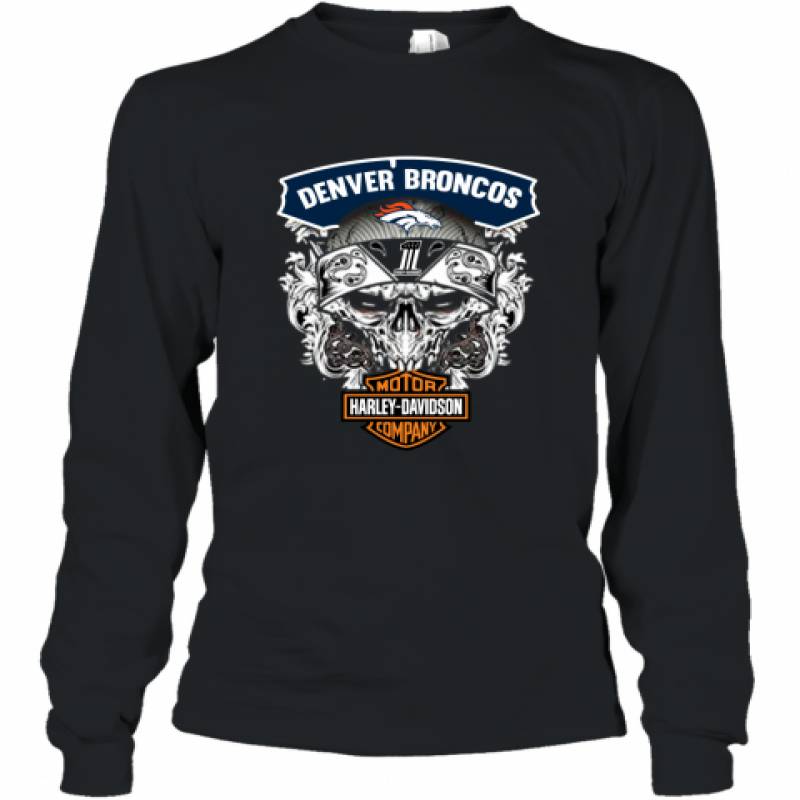 Skull Denver Broncos Harley Davidson shirt Long Sleeve T-Shirt