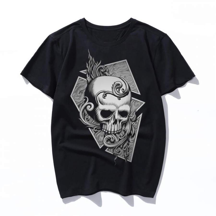 black metal burning skull men t shirt top tee shirt women female ulzzang t-shirt Harajuku Casual Vintage Printing Funny girl tshirt