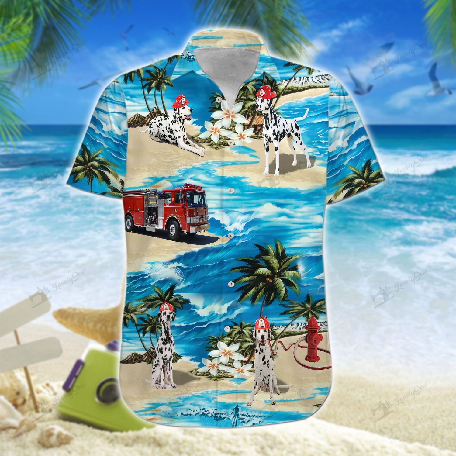 Dalmatian Dog Firefighter Hawaii Shirt & Shorts Bit21062907-Bio21062907