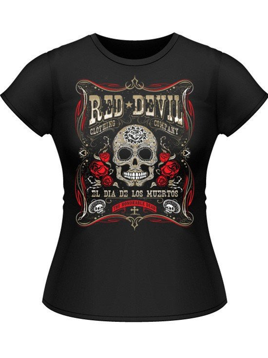 Women’S Dia De Los Muertos Jrs Tee By Red Devil Clothing