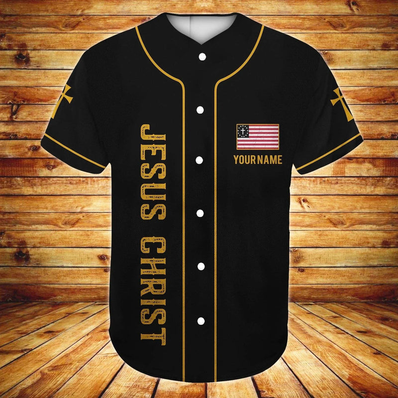 Wings, American Flag, Cross Baseball Jersey – One Nation Under God Custom Baseball Jersey