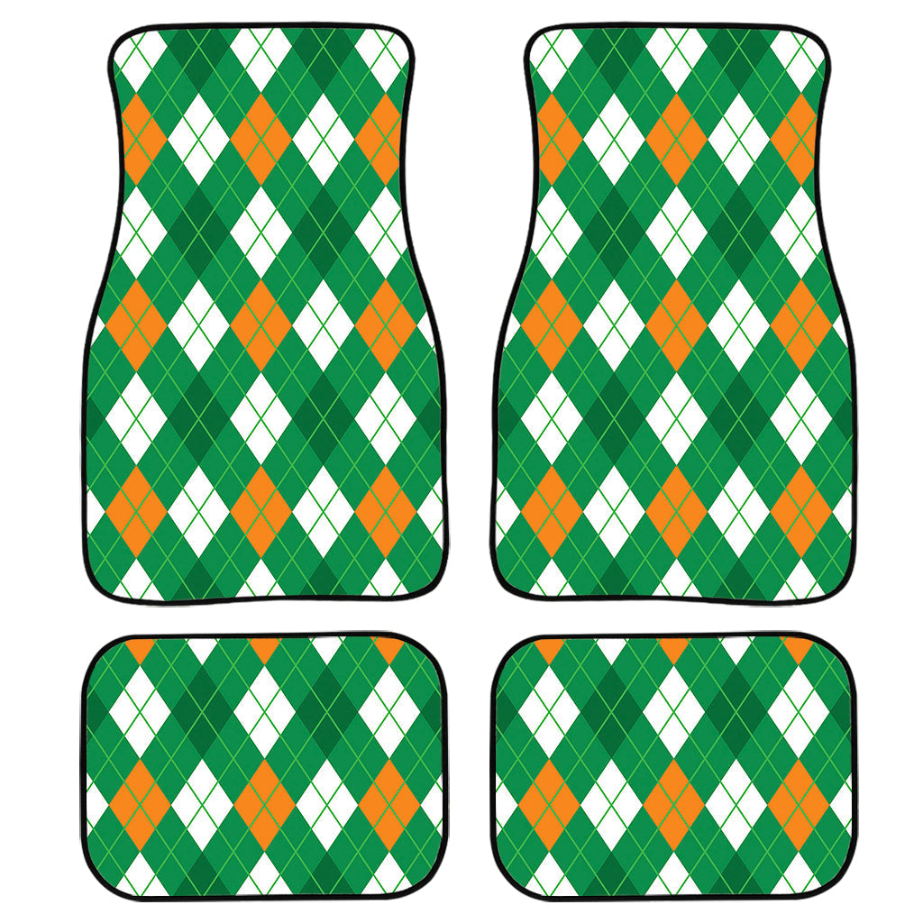 Saint Patrick’S Day Argyle Pattern Print Front And Back Car Floor Mats, Front Car Mat