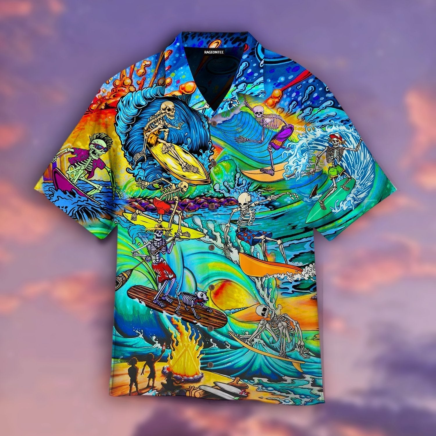 Skull Skeleton Surfing On The Beach Halloween Aloha Hawaii Shirts For Men Women Ha8548