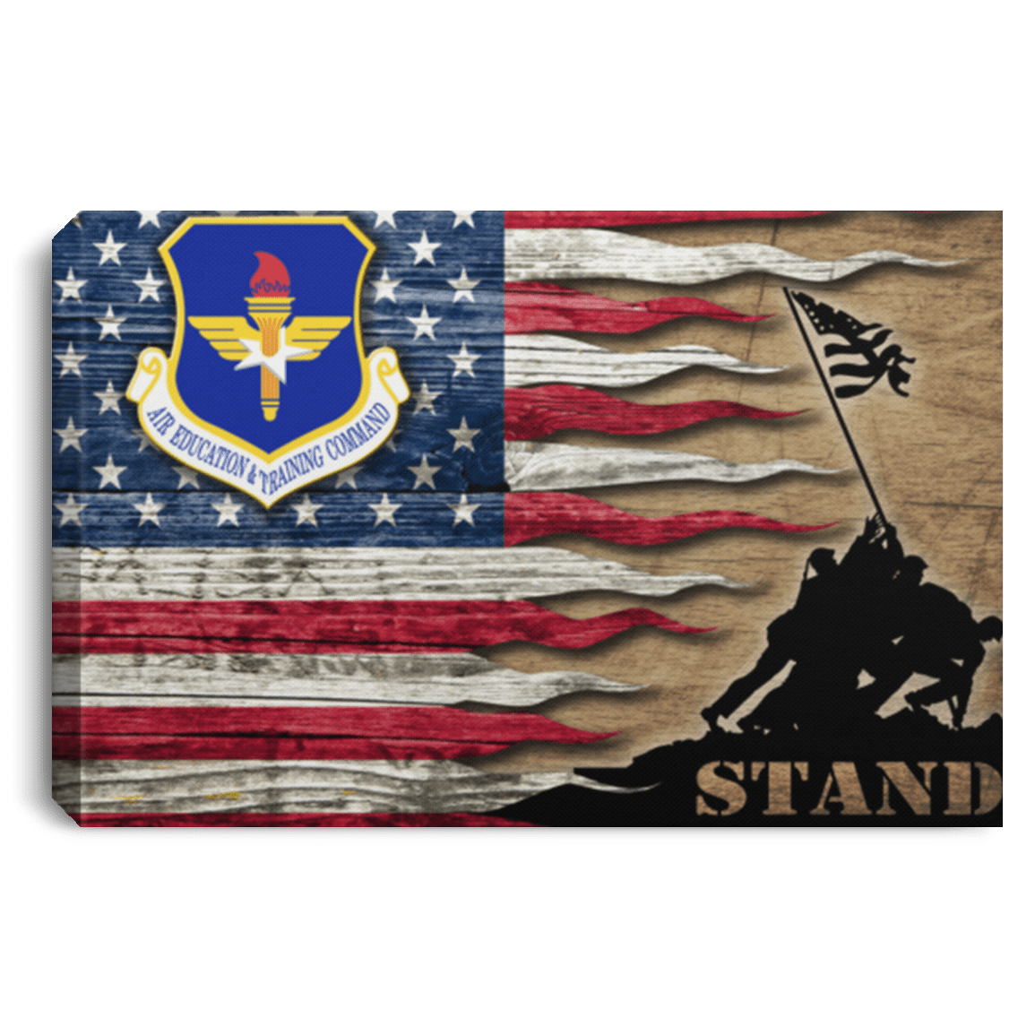 Us Air Force Air Education And Training Command Stand For The Flag 24X16 Inches  Landscape Canvas .75In Frame