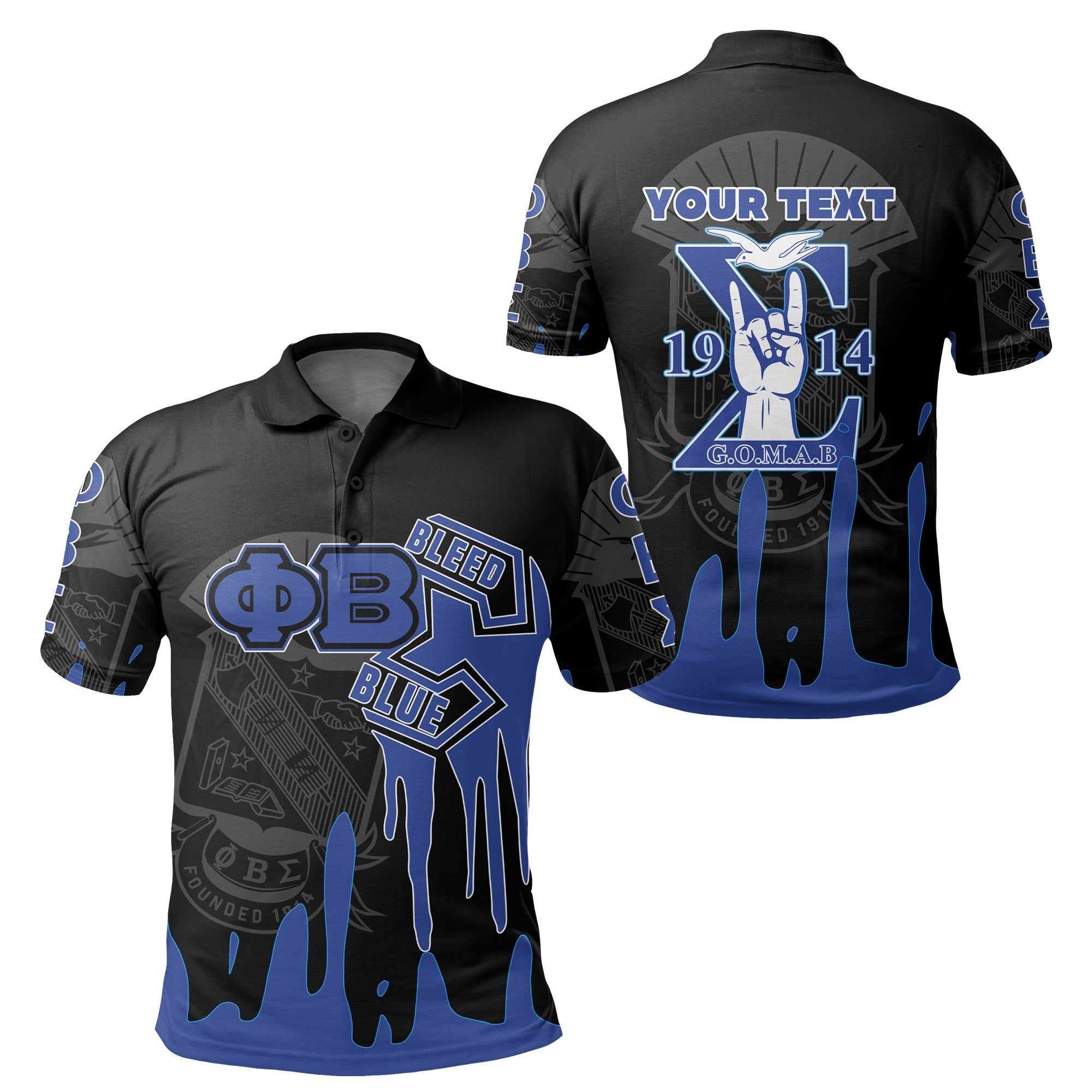 (Custom Personalised) Phi Beta Sigma Polo Shirt Special Style Lt16