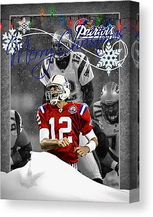 New England Patriots Christmas Card Joe Hamilton Canvas Print