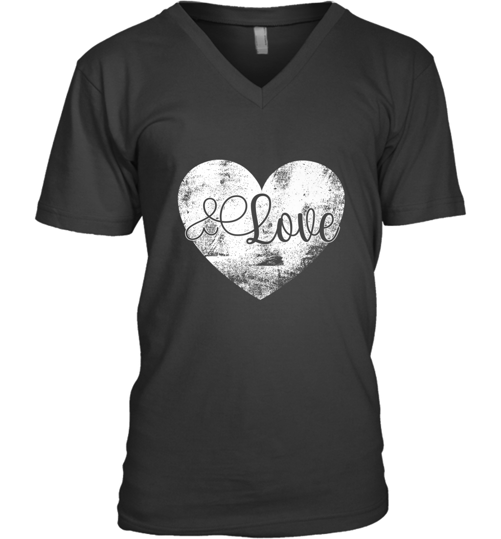 Love Valentines Day Heart Vintage Gift For Men Women Men’s V-Neck