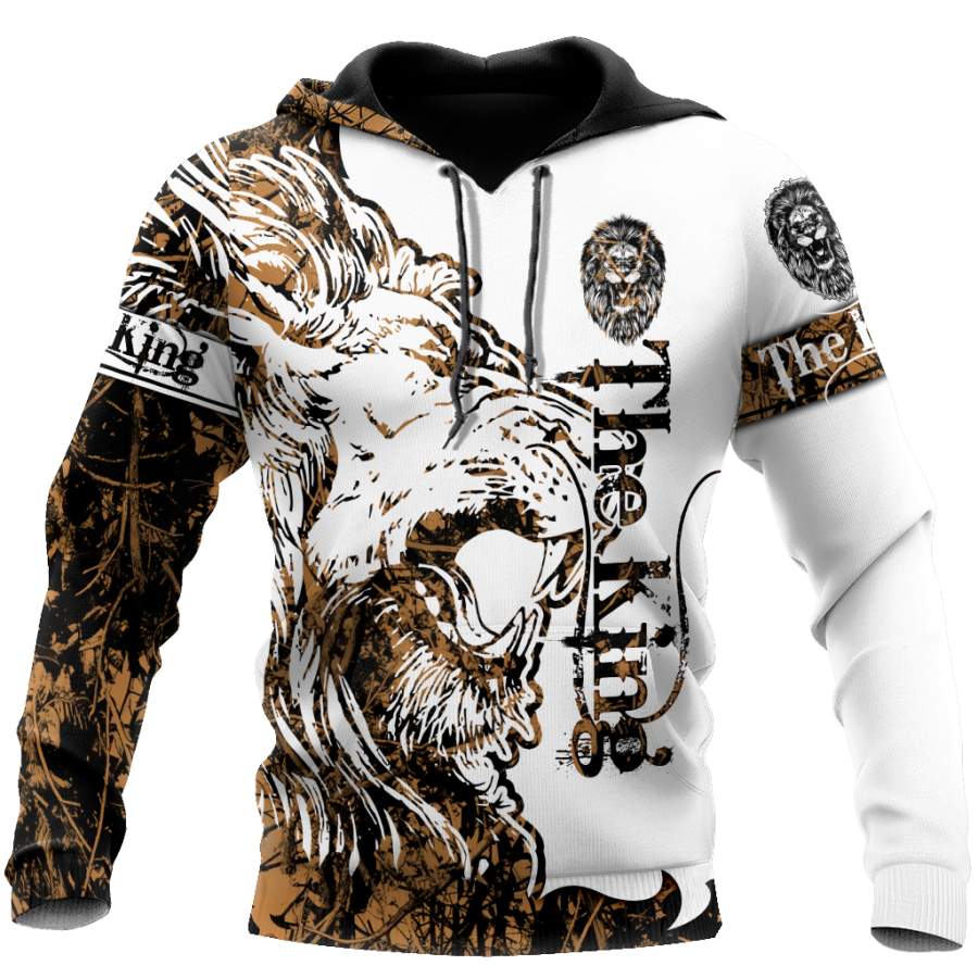 3D The Alpha King Lion Tattoo Over Printed Hoodie  TP