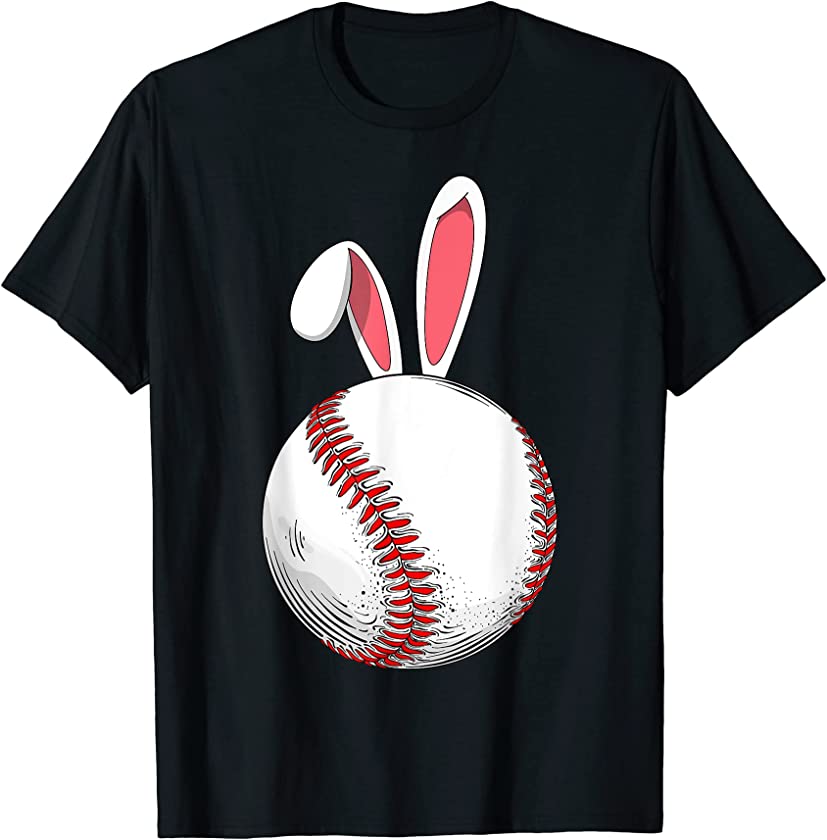 Easter Baseball Bunny Rabbit Ears For Mom Kids Boys Baseball T-Shirt