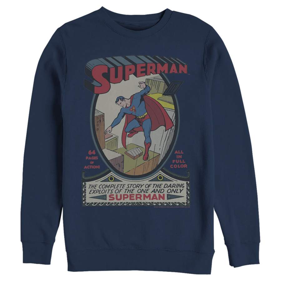 Superman Men’s Vintage Daring Exploits Cover  Sweatshirt