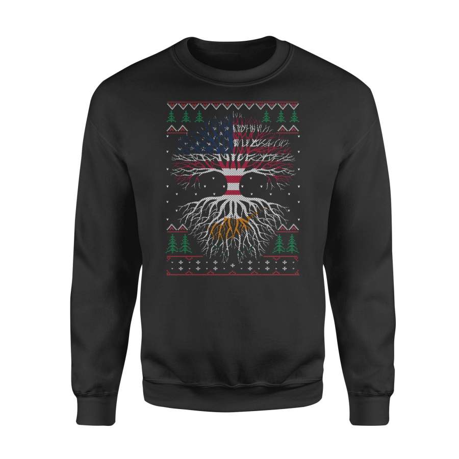 YOLOstuff Cypriot Roots American US Grown Flag Ugly Christmas – Standard Fleece Sweatshirt