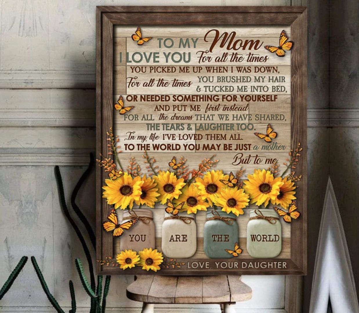 To My Dear Loving Mom You Are The World From Daughters  – Gift For Mom For Mother’S Day, Best Idea For Home Decor For Family – Matte Canvas Premium Wall Art Canvas