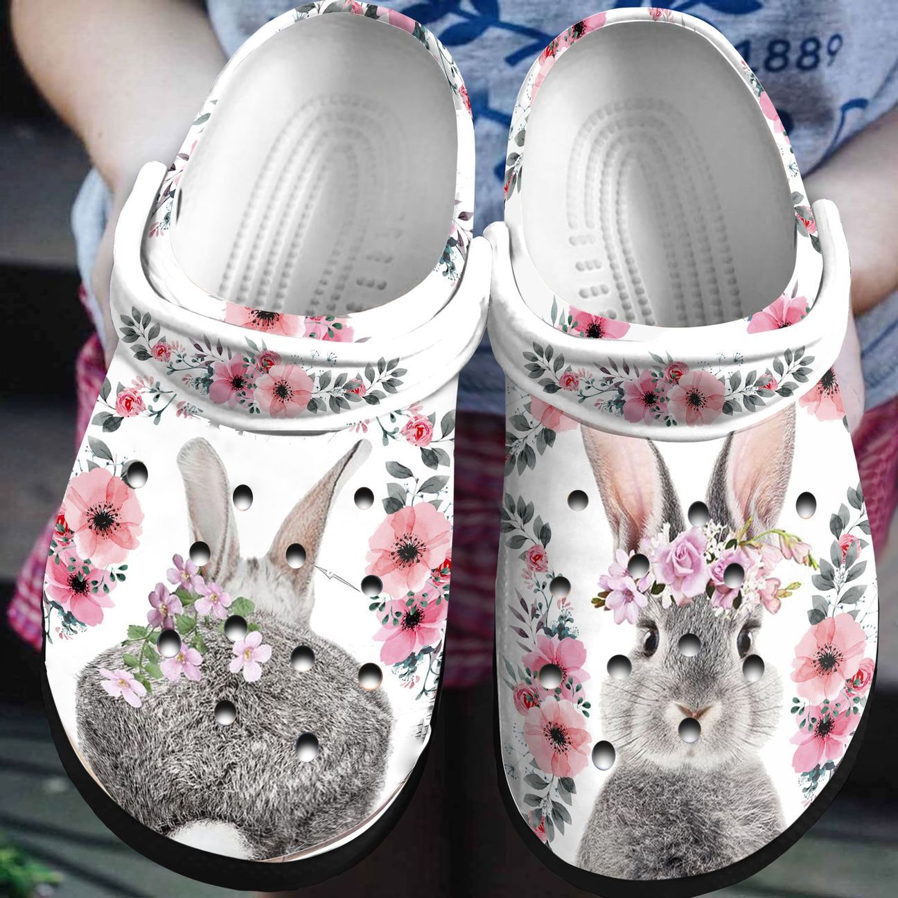 Rabbit Personalized Clog, Custom Name, Text, Color, Number Fashion Style For Women, Men, Kid, Print 3D Front And Back