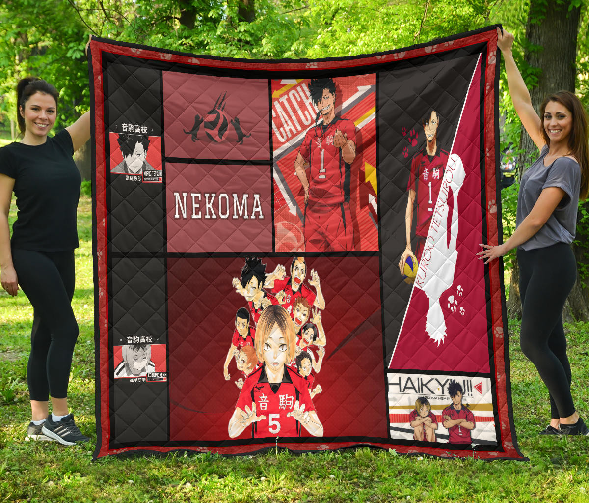 Tetsuro Kuroo And Kenma Kozume Fukurodani Haikyuu Premium Quilt Blanket Anime Home Decor Custom For Fans Na041304