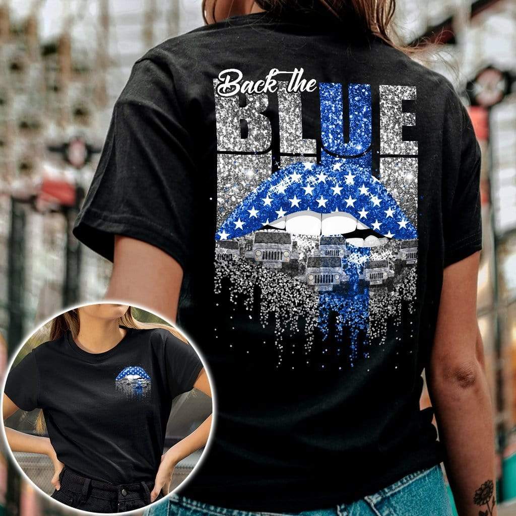 Back The Blue Jeep Girl Unisex 3D T-Shirt