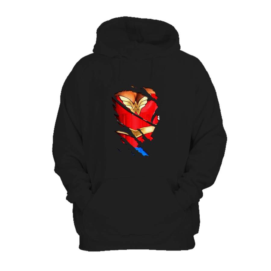 3d Funny Fake Naked Wonder Woman Classic Hero Hoodie