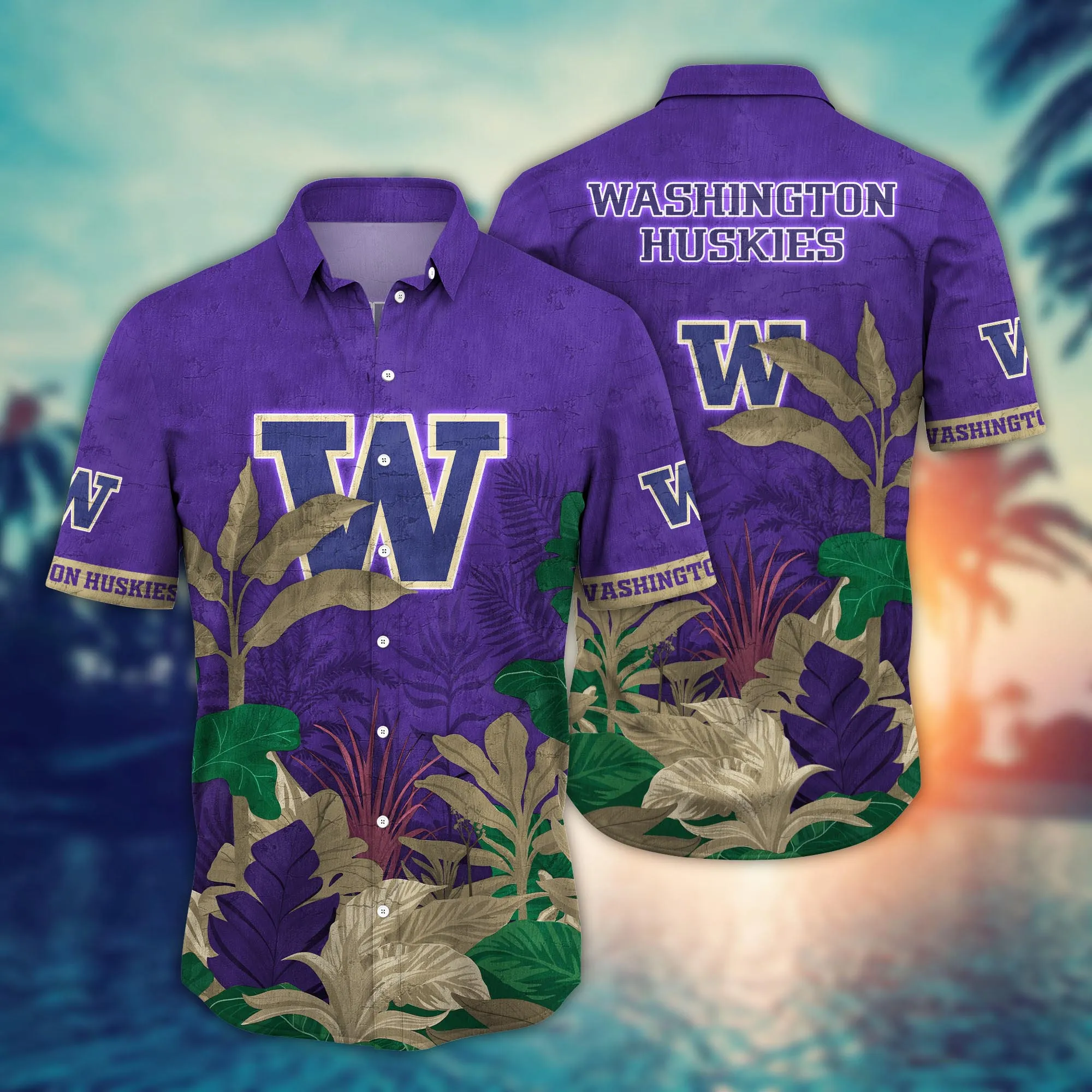 Washington Huskies NCCA Hawaiian Shirt Sun Rays Aloha Shirt