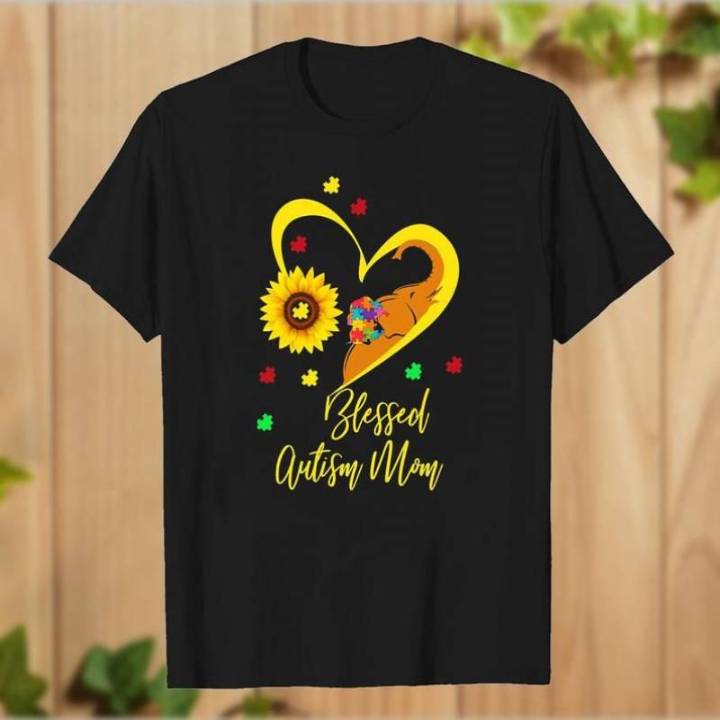 Sunflower Elephant Blessed Autism Mom Autism Awareness T-Shirt  gift for Her Mommy Mother’s Day – T-shirt Sweatshirt Hoodie