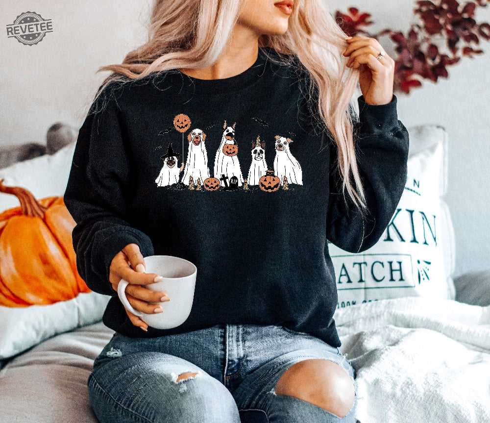 Halloween Sweatshirt Pumpkin Dog Crewneck Sweatshirt All Over Print Sweatshirt For Women Sweatshirt For Men Sws1001