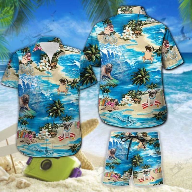 Pug Set Hawaii Shirt Beach Short Ha105976