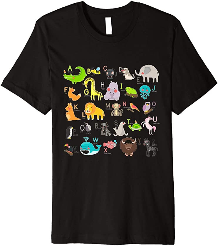 Alphabet Animal ABC Learning A-Z List for boys and girls Premium T-Shirt