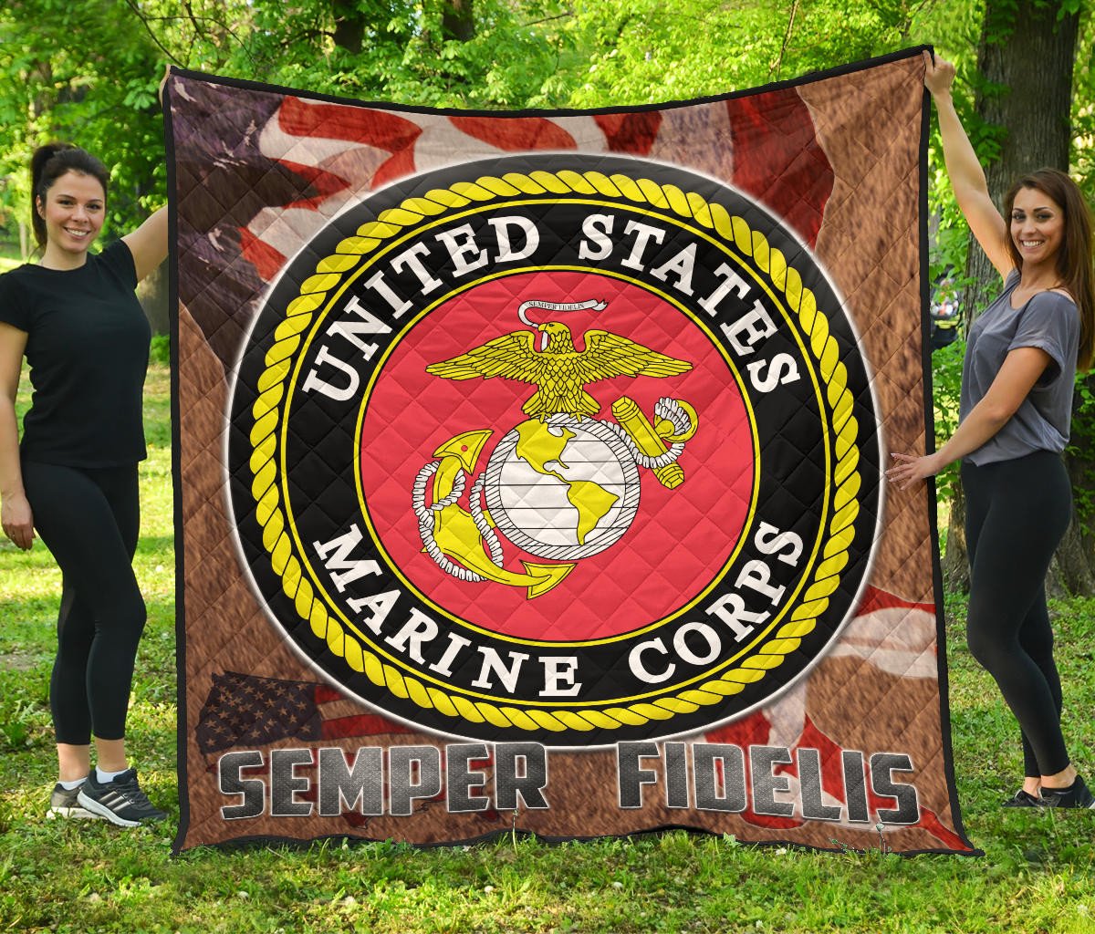 Us Independence Day Us Marine Corps Semper Fidelis Premium Quilt Blanket