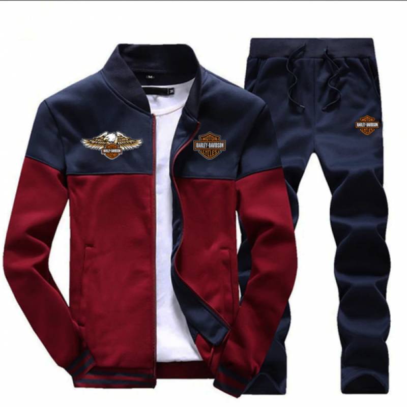 Harley Davidson Sweatshirt +Sweatpants Mens Clothing 2 Pieces Sets Slim ...