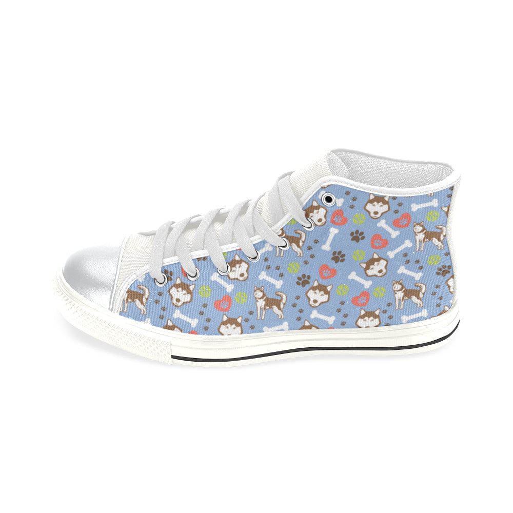 Alaskan Malamute Pattern White High Top Canvas Shoes for Kid