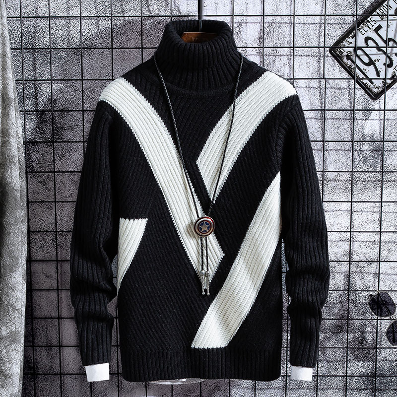 Winter thick warm sweater men’s high collar casual splicing new men’s Christmas Sweater loose Pullover men’s sweater good qualit alx