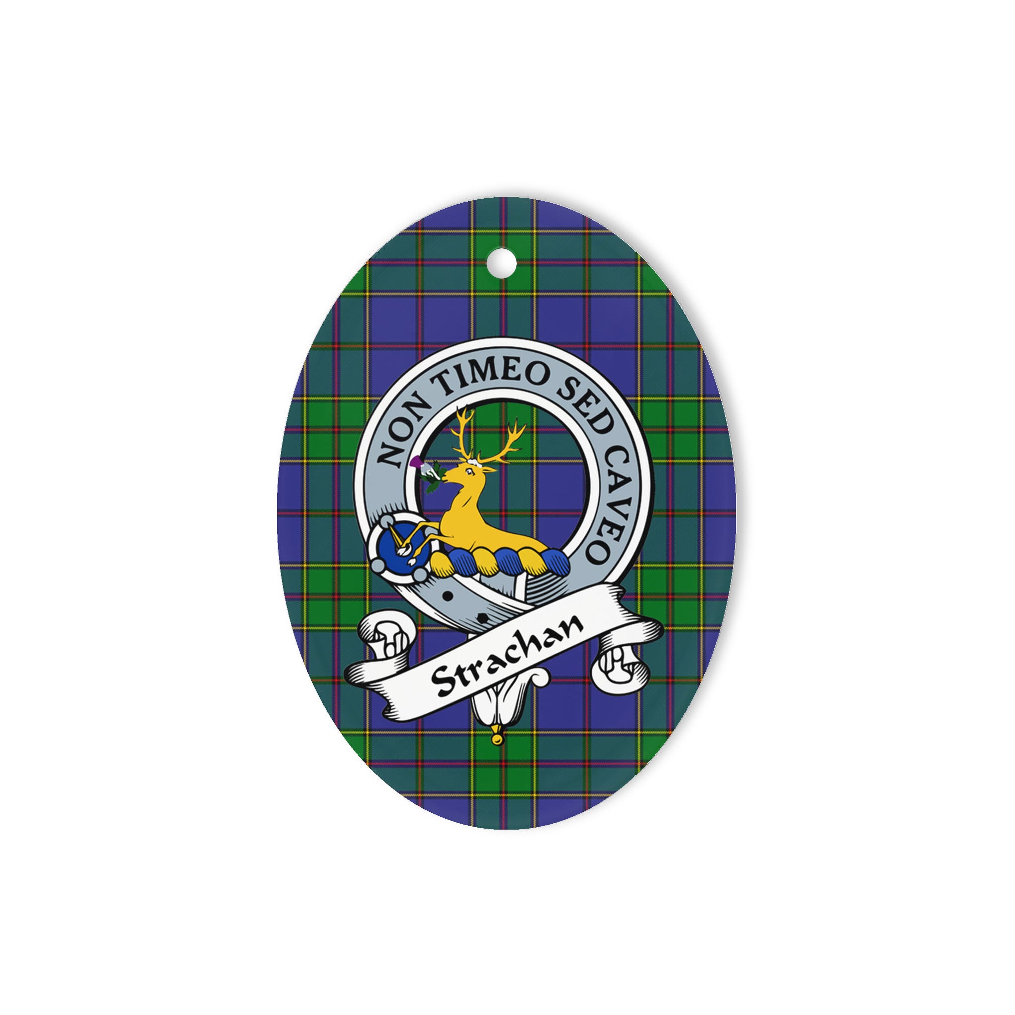 Strachan Scottish Clan Badge Plaid Ornament Gift. Christmas Tree Ornament Strachan Clan Tartan Ornament Great Christmas Ornaments Gift Oval Ornament