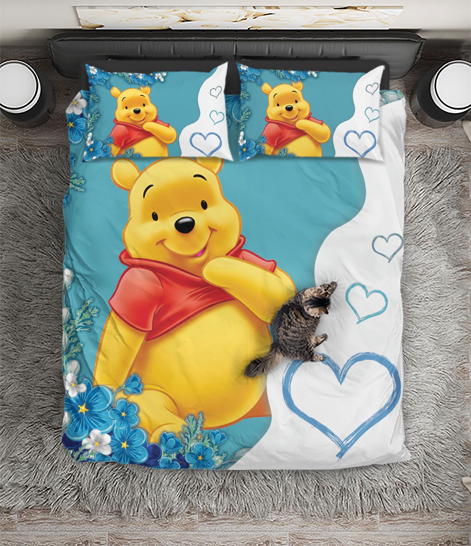 Character Winnie The Pooh Flower Quilt Bedding Set Fan Made All Season