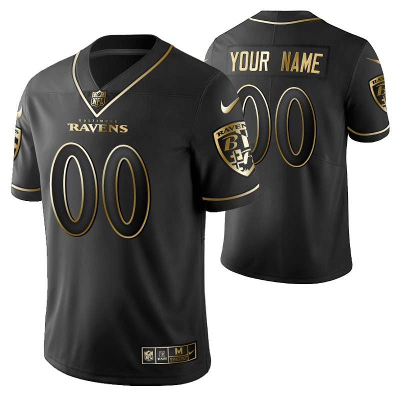 Baltimore Ravens 2021 NFL Golden Brandedition Black Jersey Gift With Custom Name Number For Ravens Fans