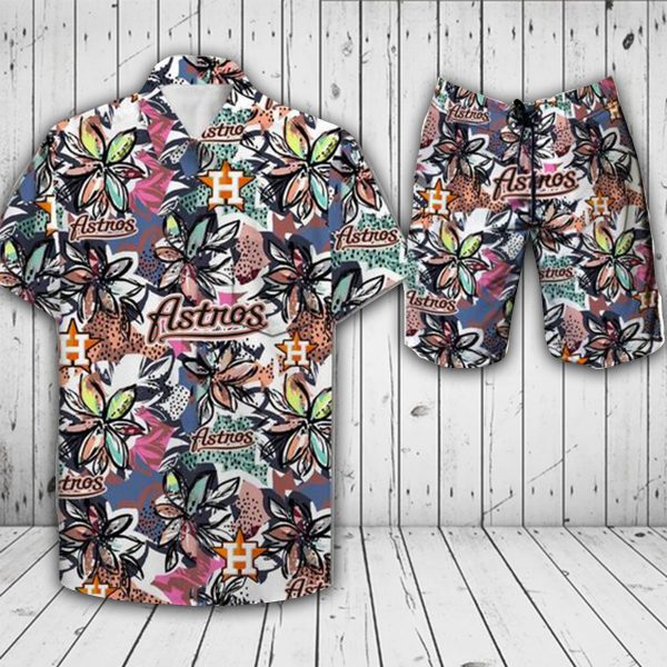 Houston Astros Logo Pattern Hawaiian Shirt And Shorts M12Rtt3047