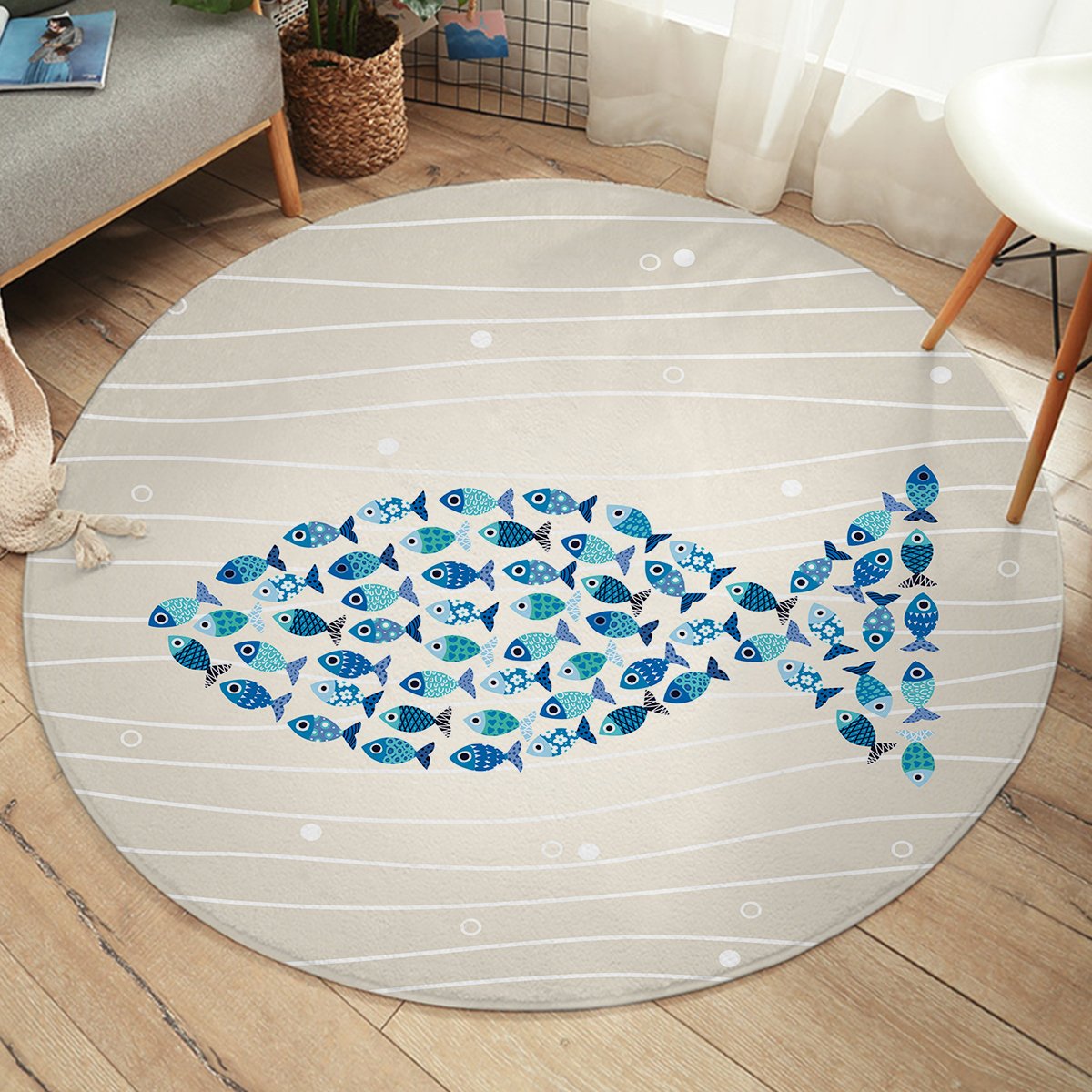 A School Of Fish SW2191 Round Rug