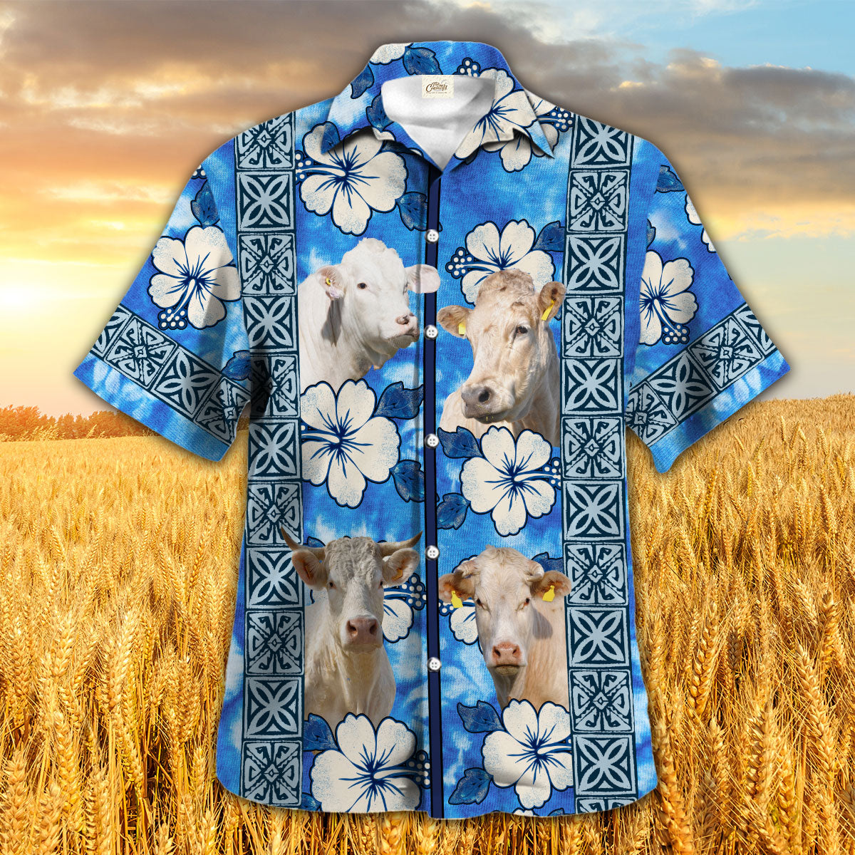 Charolais Royal Hibiscus Blue Hawaii Shirt Ha93765