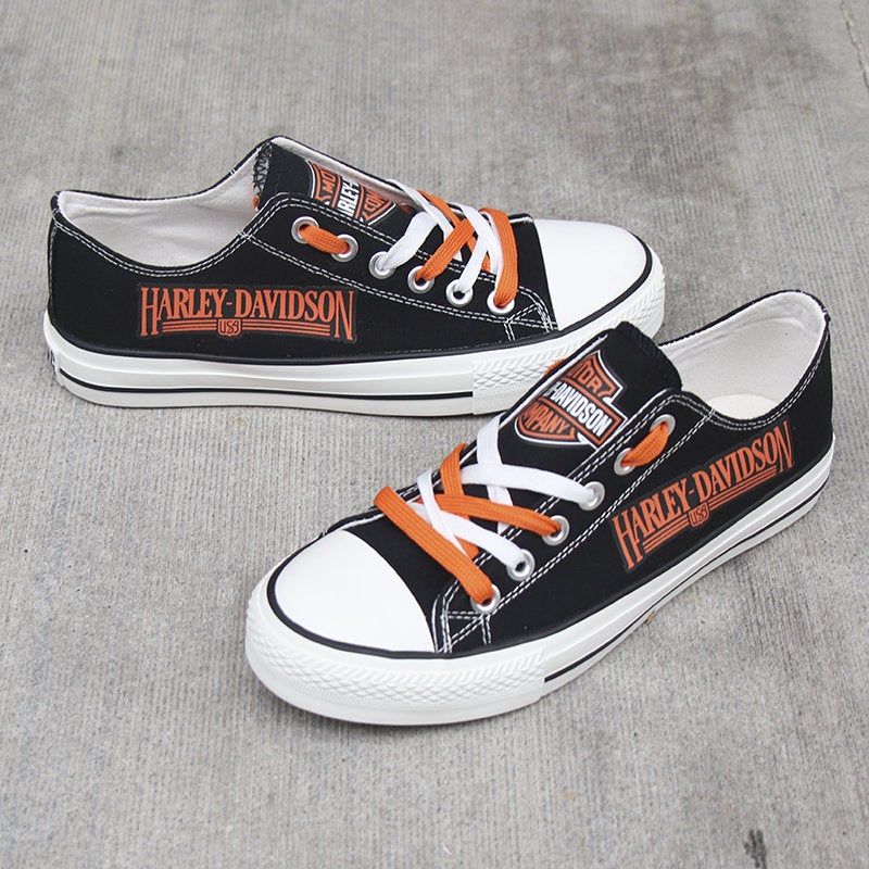 Love Motorcycle Harley Davidson Black Low Top Shoes 2, Harley Low Top, Motorcycle Shoes, Harley_ Davidson fans, Gift for Bikers