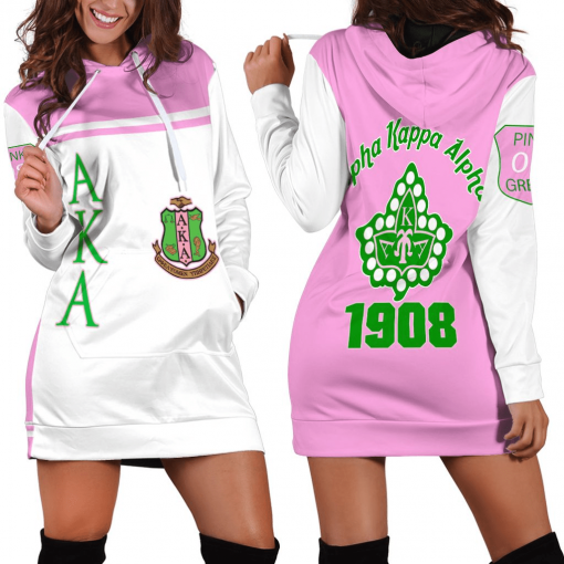 Alpha Kappa Alpha 1908 Pearl Ivy Emblem White Hoodie Dress