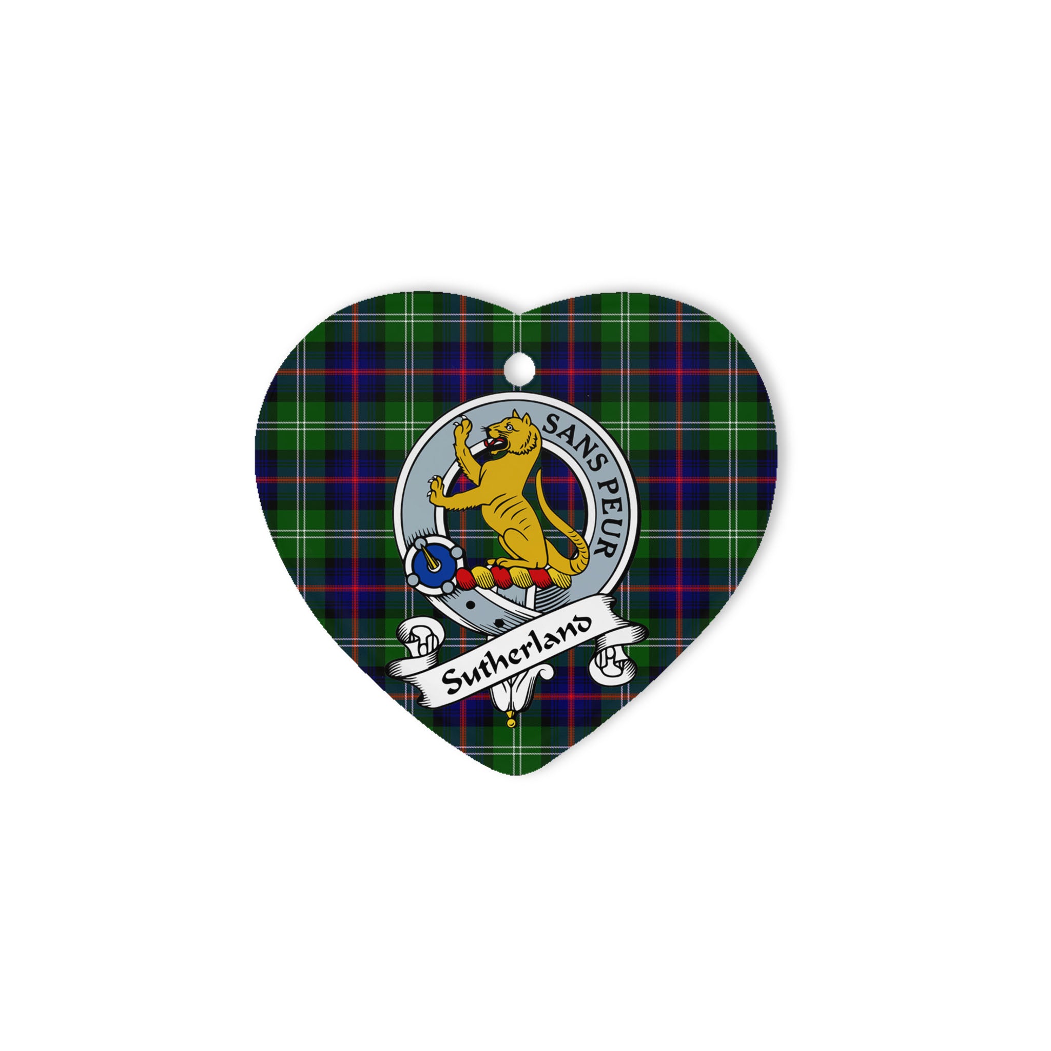 Sutherland Scottish Clan Badge Plaid Ornament Gift. Christmas Tree Ornament Sutherland Clan Tartan Ornament Great Christmas Ornaments Gift Heart Ornament